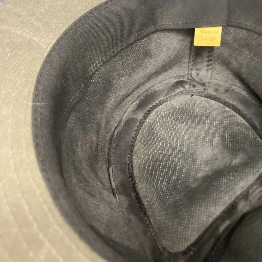 VTG SAGE Oilskin (waxed Cotton) Outback Safari Hat USA Leather Band L - Picture 10 of 11